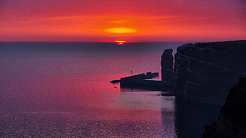 Island in the North Sea, Germany, colors, sky, cliff, rocks, Helgoland, sun HD wallpaper