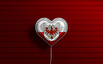 I Love Tyrol, , realistic balloons, red wooden background, Day of Tyrol, austrian states, flag of Tyrol, Austria, balloon with flag, States of Austria, Tyrol flag, Tyrol HD wallpaper