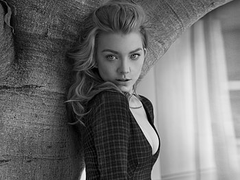 Natalie Dormer, celebrity, monochrome HD wallpaper