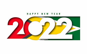 Happy New Year 2022 Guyana, white background, Guyana 2022, Guyana 2022 New Year, 2022 concepts, Guyana, Flag of Guyana HD wallpaper