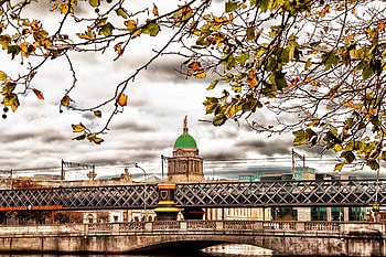 Cities, Trees, Autumn, Building, Bridge, Ireland, Dublin HD wallpaper
