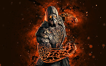 Tremor Black Dragon, , orange neon lights, Mortal Kombat Mobile, fighting games, MK Mobile, creative, Mortal Kombat, Tremor Black Dragon Mortal Kombat HD wallpaper