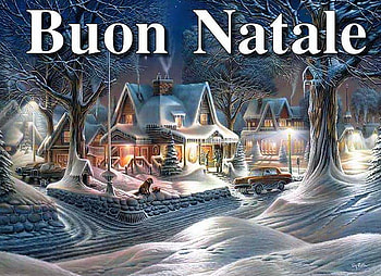 Buon Natale, winter, holiday, lights, christmas, house, trees, banks HD wallpaper