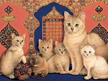 Sweet Cat Family, sweet, Cats, Art, Family HD wallpaper