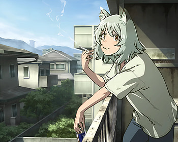 Yaniko Satou — Chainsmoker Cat ( Quad- Anime ) HD wallpaper