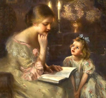 A Story Read by Candlelight, Candle, Mother, Girl, Art HD wallpaper