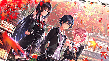 A crush, Pink hair, Girl, Boy, Students, Friends HD wallpaper