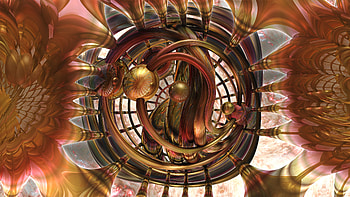 3d Fractal Art, 3D, metal, orange (Color), space, trippy, Abstract, fractal HD wallpaper