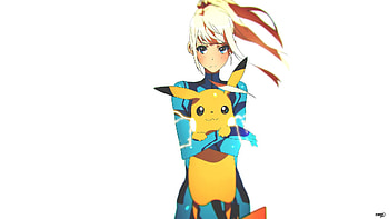Anime Tom Skender Zero Suit Samus Samus Aran Pikachu PokÃ©mon Metroid HD wallpaper
