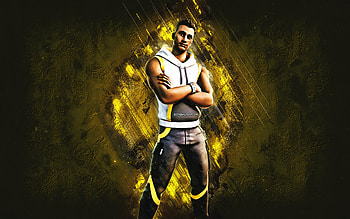 Fortnite White Synth Striker Skin, Fortnite, main characters, yellow stone background, White Synth Striker, Fortnite skins, White Synth Striker Skin, White Synth Striker Fortnite, Fortnite characters HD wallpaper