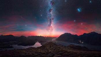 Nature Embrace Milky Way Serenity, milky-way, nature, mountains, sky HD wallpaper