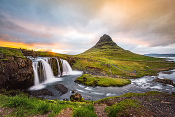 Nature, Rivers, Sunset, Waterfall HD wallpaper