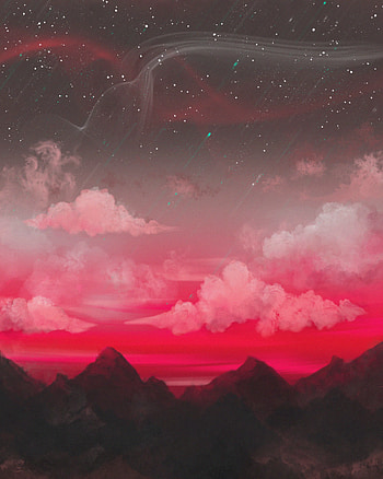 Landscape, Art, Mountains, Stars, Twilight, Clouds, Dusk HD phone wallpaper