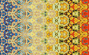 Fractal Pattern, blue, abstract, yellow, digital art, fractal, pattern HD wallpaper