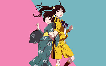 Anime girls, Karen Araragi, Tsukihi Araragi, Bakemonogatari HD wallpaper