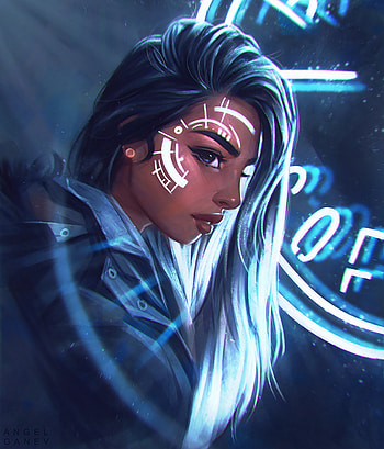Art, Shine, Light, Paint, Girl, Face HD phone wallpaper