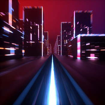 Glow, buildings, cityscape, street, art HD phone wallpaper