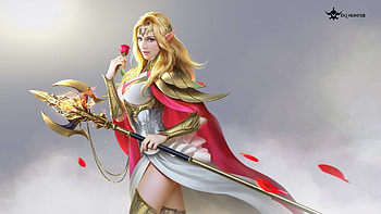 Goddess, frumusete, blonde, dqhunter, girl, dq hunter, rose, pink, fantasy, luminos HD wallpaper