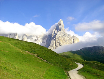 Path, mist, nature, grass, mountain HD wallpaper