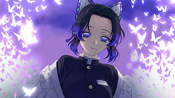 Purple Eyes Shinobu Kochou Demon Slayer Kimetsu no Yaiba HD wallpaper