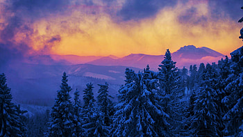 Czech Republic, Beskides, mountains, winter, snow, landscape, colors, trees, sky HD wallpaper