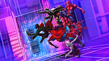 Spider Verse Path, spiderman-into-the-spider-verse, superheroes, movies, spiderman, animated-movies, artwork, digital-art, art, spiderman-noir, gwen-stacy, spiderman-2099, pixiv HD wallpaper
