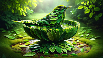 Enchanted Forest Bird Bath, bird bath, bird, leaf, nature, sculpture HD wallpaper