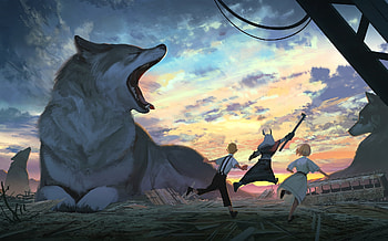 :), arizuka, anime, girl, lup, giant, wolf, manga HD wallpaper
