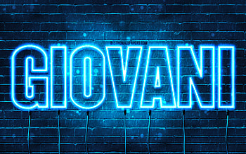 Giovani, , with names, Giovani name, blue neon lights, Giovani Birtay, Happy Birtay Giovani, popular italian male names, with Giovani name HD wallpaper
