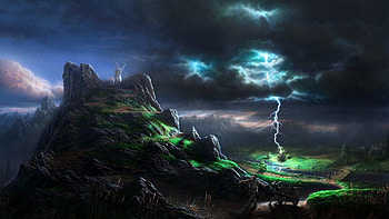 Lightning in Mountains HD wallpaper