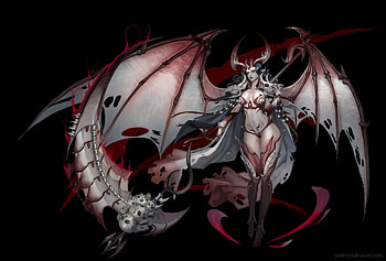 Demoness, wings, black, fantasy, red, girl, bat, demon, kang minju HD wallpaper