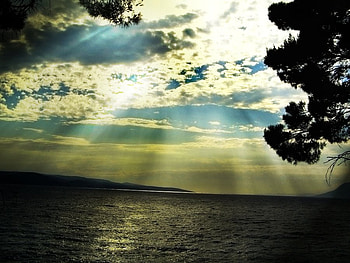 Waterscape, sky, nature, lake, sunset, cloud HD wallpaper