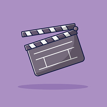 Clapperboard, Flat vector illustration, Purple background HD phone wallpaper