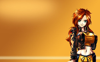 Anime on gold, girl, anime, gold, pretty HD wallpaper