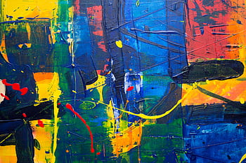 Dynamic abstract painting showcasing vibrant colors and textured brushwork for artistic expression. HD wallpaper