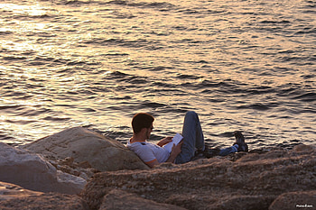 Inspiration, inspired, writing, ocean, man HD wallpaper