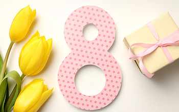March 8, , yellow tulips, International Womens Day, 8 March greeting card, spring, 8 March HD wallpaper