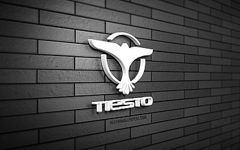 Tiesto 3D logo, , Tijs Michiel Verwest, gray brickwall, creative, brands, Tiesto logo, Dutch DJs, 3D art, Tiesto HD wallpaper