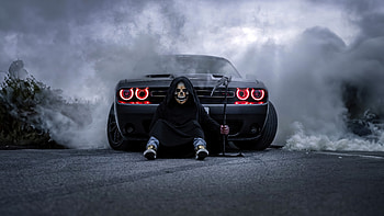 Dodge Challenger Reaper Rumbles On, dodge-challenger, dodge, grim-reaper, cars HD wallpaper