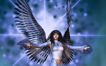 Lovely Angel, wings, angel, sky, fantasy HD wallpaper