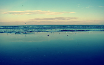 Ocean, clouds, sky, water, wave, sunset HD wallpaper