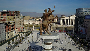 Alexander the Great, Drone shot, Skopje Macedonia, Alexander the Great monument HD wallpaper