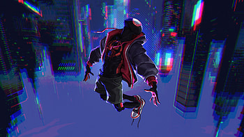 Miles Swinging Through Queen Lights, spiderman, miles-morales, superheroes, artwork, art, digital-art, artstation HD wallpaper