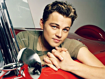 Leonardo DiCaprio, man, car, young, red, actor HD wallpaper