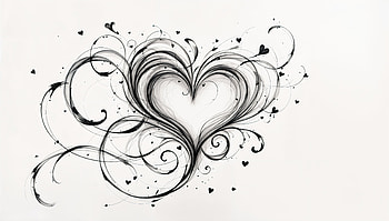 Valentine Heart Swirls Ultra, valentine, heart, Abstract, swirl, Black & White HD wallpaper