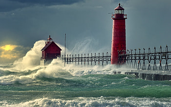 Lighthouses, Landscape, Sea HD wallpaper