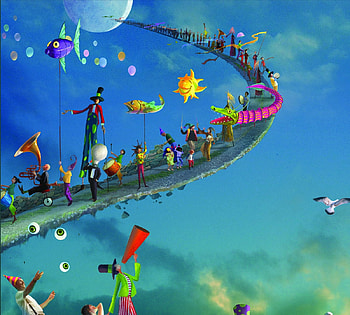 Fantasy, blue, summer, colorful, man, sky, luminos HD wallpaper