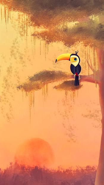 Art, Bird, Wood, Tree, Branch, Toucan HD phone wallpaper