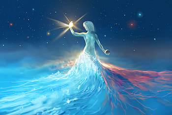 Siren, luminos, ahmx, girl, water, sea, blue, mermaid, alromeadheen, star, fantasy HD wallpaper
