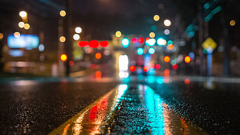 Wet urban New York City, , Rainy cityscape, Night graphy HD wallpaper